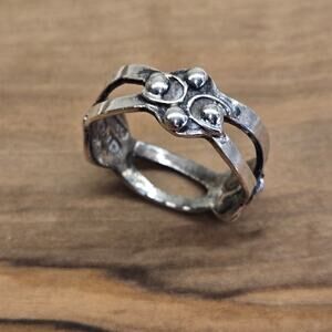 Vintage Size 5.5 Marked RJP Mexico Open Weave Band .925 Sterling Silver Ring